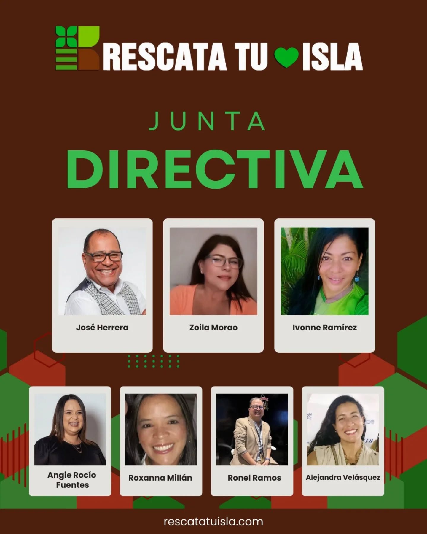 Feliz día y fin de semana Rescatistas.!
Hoy queremos compartir con ustedes y presentarles nuestra renovada Junta Directiva, un equipo multidisciplinario de alto calibre, quienes desde ya están trabajando en la logística y programación de nuestras próximas jornadas...
José Herrera @jose_el_negro_herrera
Presidente
Zoila Morao @zmorao
Directora
Ivonne Ramirez @ivonnervtravel
Directora
Angie Rocio Fuentes - Directora @angierociofuentes
Ronel Ramos @ronel_92
Director
Ahora se incorporan (2) excelentes profesionales y grandes amigas:
Roxanna Millan @millanroxanna
Directora
Alejandra Velasquez - Directora
@alejandravelasquez_mgta
Les deseamos el mayor de los éxitos 🙌
Hoy también queremos agradecer todo lo que han aportado y realizado por nuestra asociación en calidad de directores a nuestros grandes amigos:
Martin Espinoza @martinhotelero
Sharaid Mosqueda @shari_del_valle
Mervin Plata @platamervin
Gracias por la entrega, valor y cariño que nos dieron, sabemos que seguiremos contando con ustedes como parte de los rescatistas donde quiera que estén y bienvenidos todas las veces que deseen participar en nuestras cruzadas.!
Señores!
Estamos listos, vista y pendientes de nuestras redes pronto publicaremos la logística de nuestra emblemática jornada con motivo del Dia Mundial de Las Playas...
Juntos somos mas y llegamos mas lejos!
Quienes somos.?
Somos Rescata Tu Isla, la única asociación civil sin fines de lucro pero con fines de PULCRO. 💚
